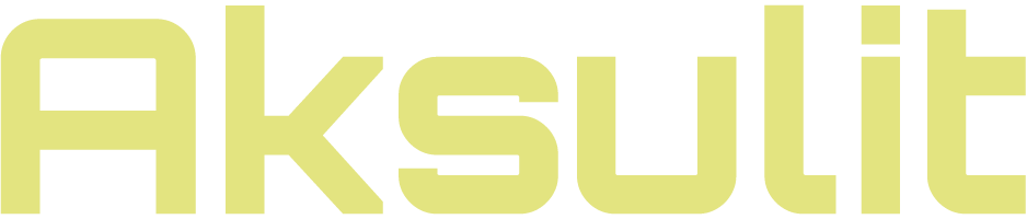 Aksulit tekstilogo keltaisella värillä ja ilman taustaväriä.